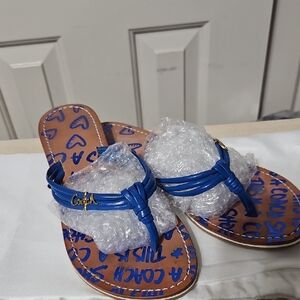 Coach Y2K Blue Sandals with Gold Signature Logo